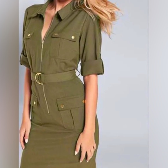 Army green utility dress - Picture 1 of 6
